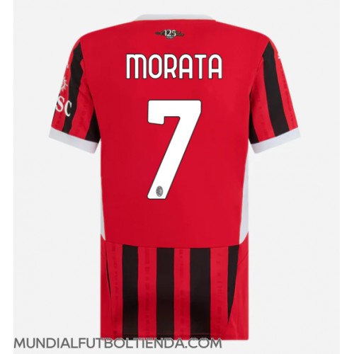 Camiseta AC Milan Alvaro Morata #7 Primera Equipación Replica 2024-25 para mujer mangas cortas